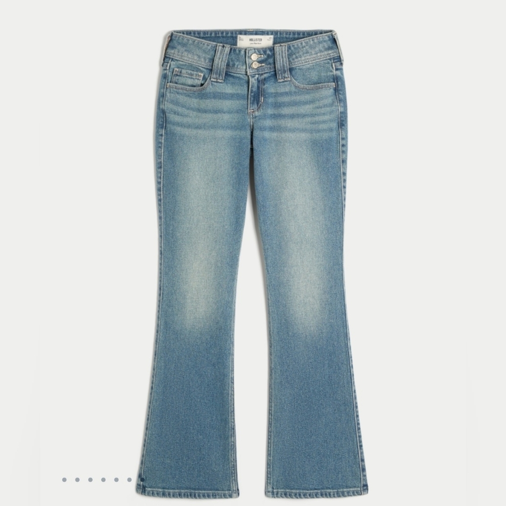 Hollister Ultra Low-Rise Medium Wash Embroidered Florals Boot Jeans (US 10-S)